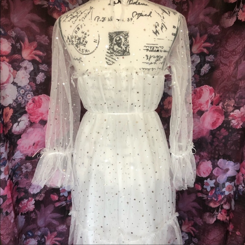 Dress fairy white mesh sequin princess star moon - Picture 6 of 7